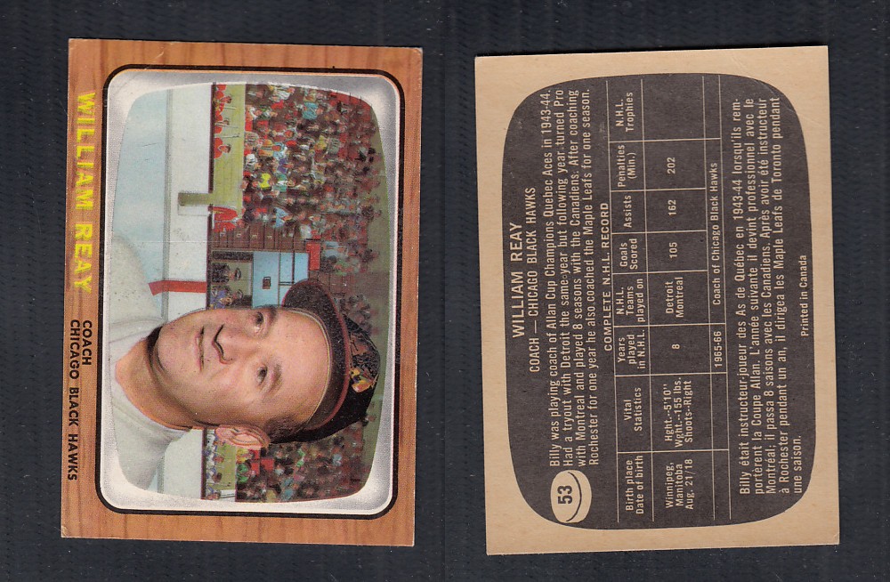 1966-67 TOPPS HOCKEY CARD #53 W. REAY photo 1966-67 TOPPS HOCKEY CARD #53 W. REAY photo
