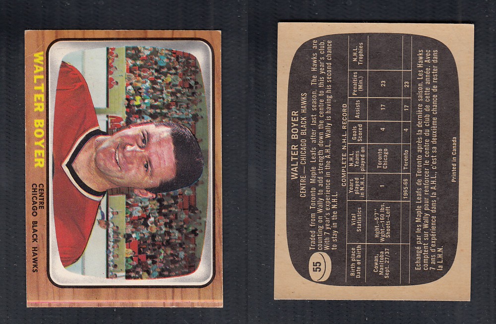 1966-67 TOPPS HOCKEY CARD #55 W. BOYER photo 1966-67 TOPPS HOCKEY CARD #55 W. BOYER photo