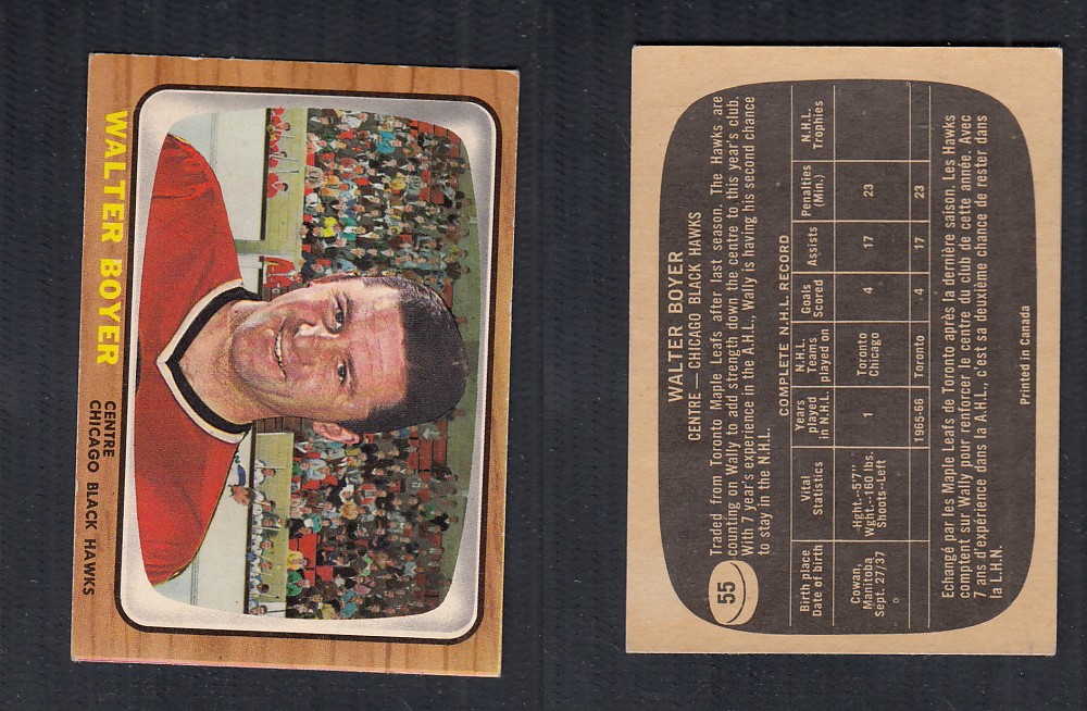 1966-67 TOPPS HOCKEY CARD #55 W. BOYER photo 1966-67 TOPPS HOCKEY CARD #55 W. BOYER photo