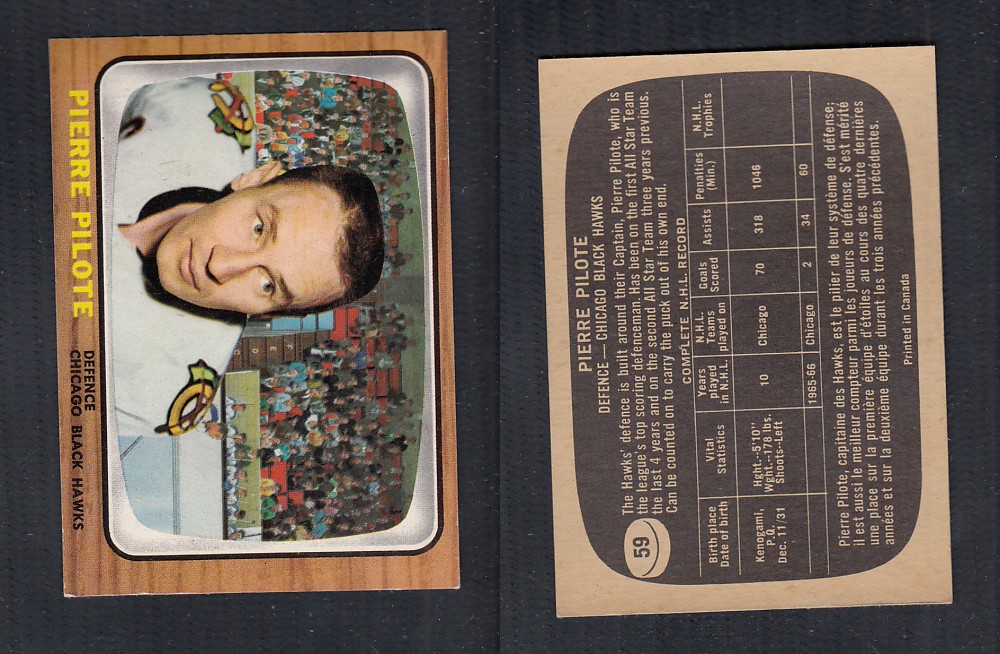1966-67 TOPPS HOCKEY CARD #59 P. PILOTE photo 1966-67 TOPPS HOCKEY CARD #59 P. PILOTE photo