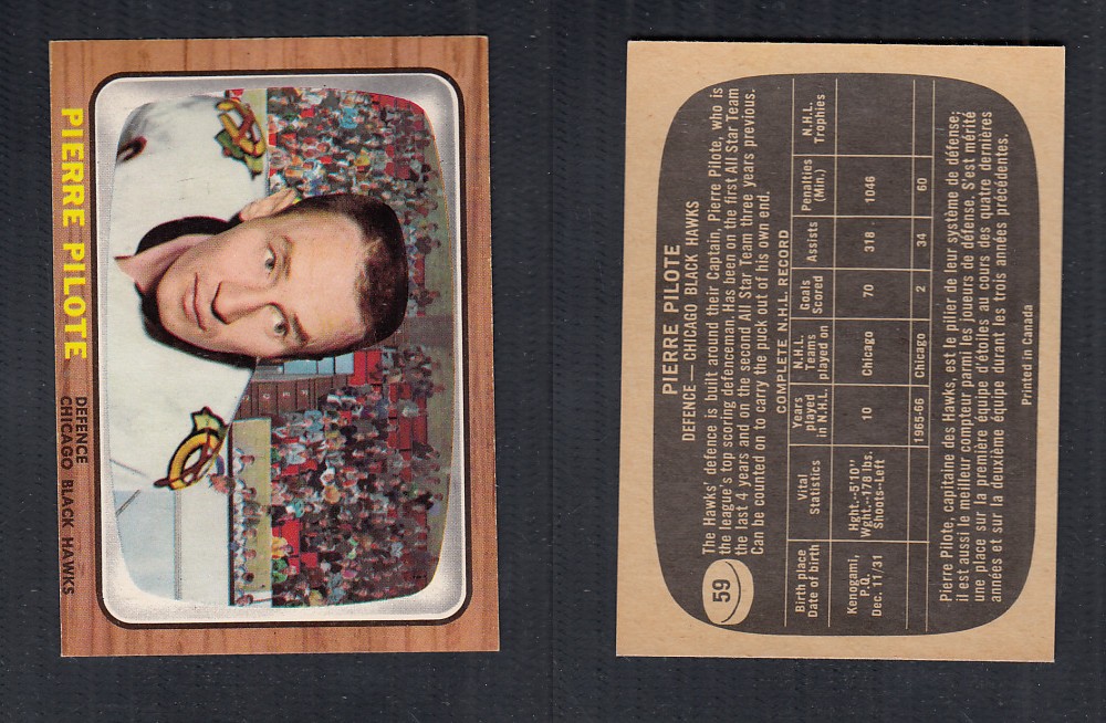 1966-67 TOPPS HOCKEY CARD #59 P. PILOTE photo 1966-67 TOPPS HOCKEY CARD #59 P. PILOTE photo