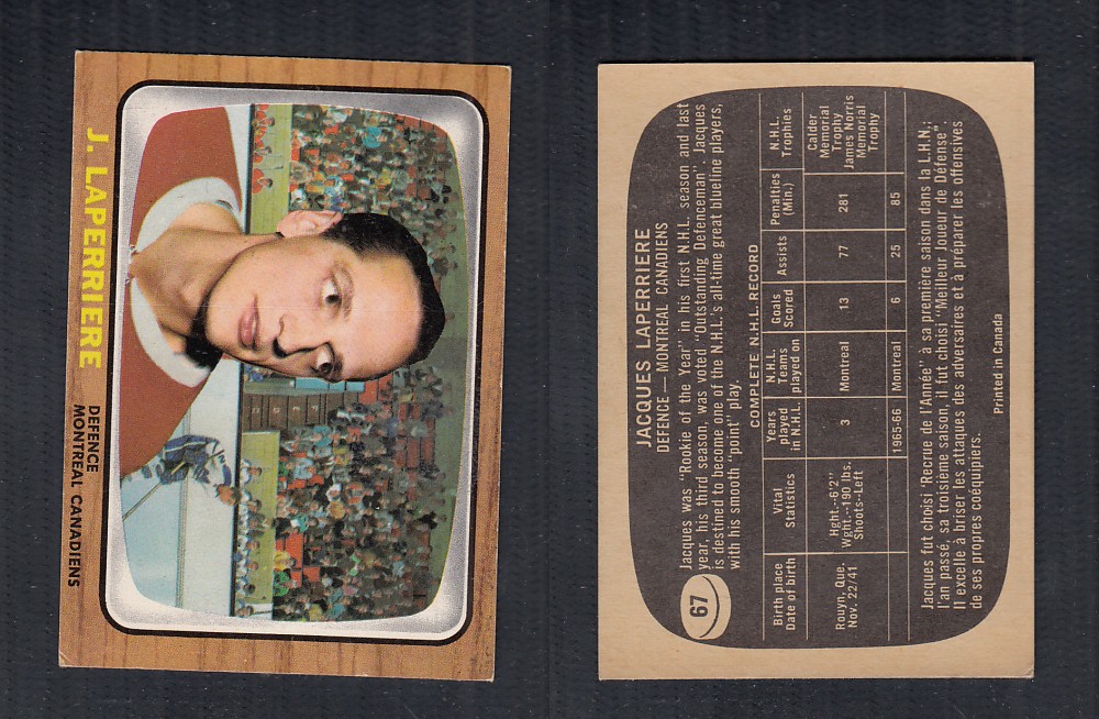 1966-67 TOPPS HOCKEY CARD #67 J. LAPERRIERE photo 1966-67 TOPPS HOCKEY CARD #67 J. LAPERRIERE photo