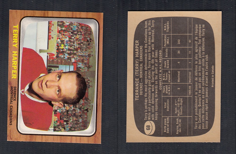 1966-67 TOPPS HOCKEY CARD #68 T. HARPER photo 1966-67 TOPPS HOCKEY CARD #68 T. HARPER photo