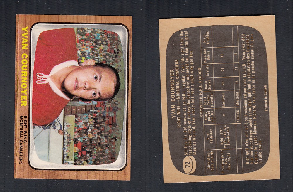 1966-67 TOPPS HOCKEY CARD #72 Y. COURNOYER photo 1966-67 TOPPS HOCKEY CARD #72 Y. COURNOYER photo