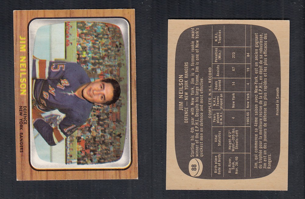 1966-67 TOPPS HOCKEY CARD #88 J. NEILSON photo 1966-67 TOPPS HOCKEY CARD #88 J. NEILSON photo