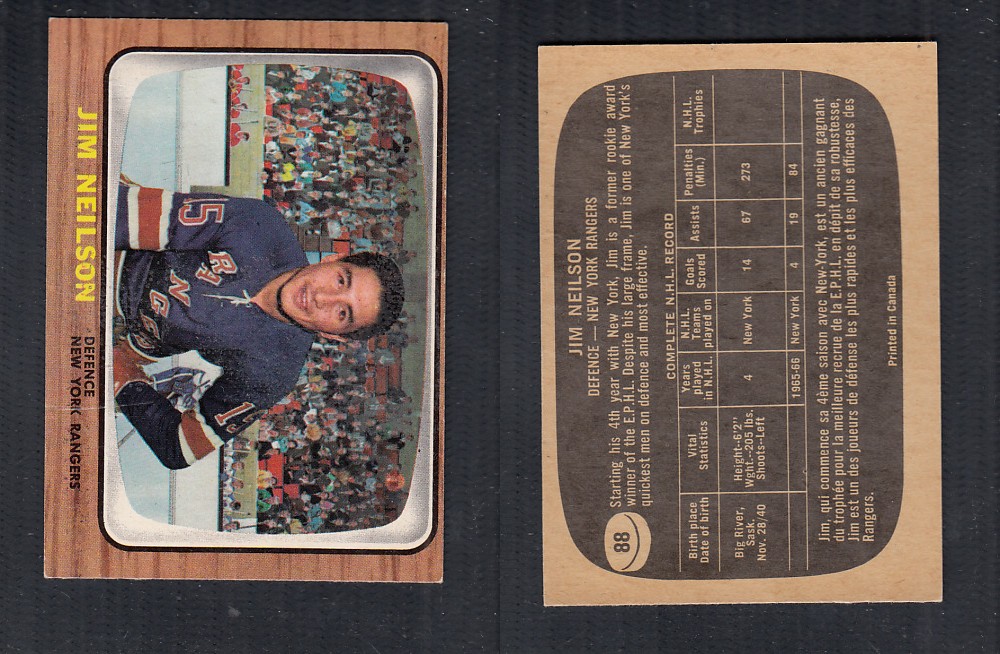 1966-67 TOPPS HOCKEY CARD #88 J. NEILSON photo 1966-67 TOPPS HOCKEY CARD #88 J. NEILSON photo