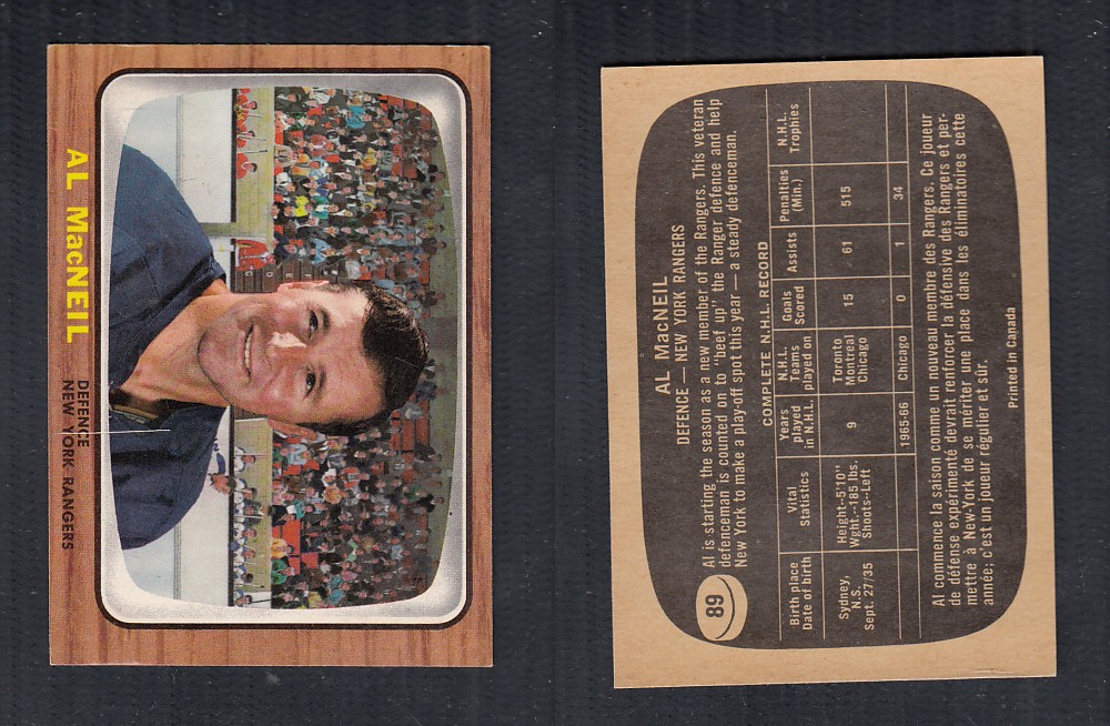 1966-67 TOPPS HOCKEY CARD #89 A. MACNEIL photo 1966-67 TOPPS HOCKEY CARD #89 A. MACNEIL photo