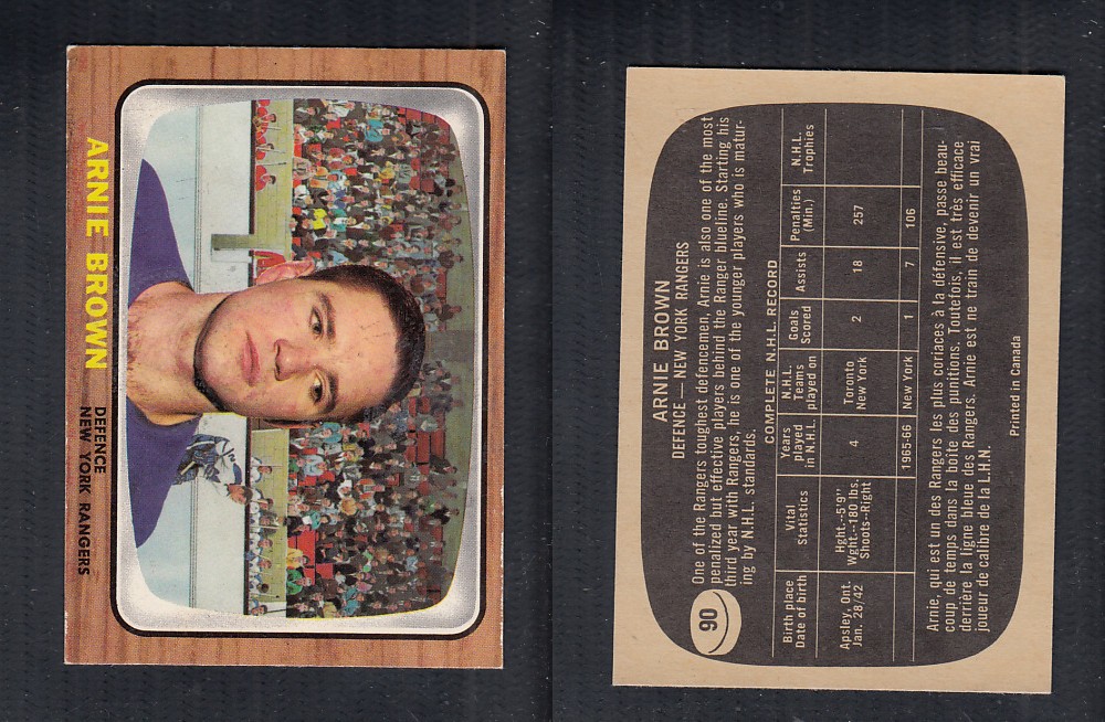1966-67 TOPPS HOCKEY CARD #90 A. BROWN photo 1966-67 TOPPS HOCKEY CARD #90 A. BROWN photo