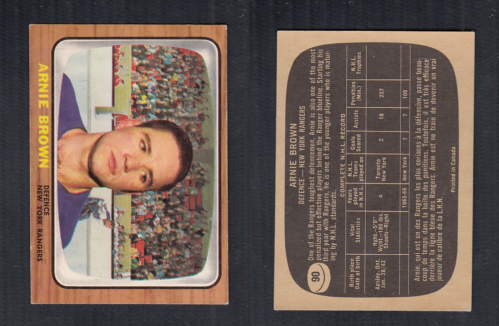 1966-67 TOPPS HOCKEY CARD #90 A. BROWN photo 1966-67 TOPPS HOCKEY CARD #90 A. BROWN photo