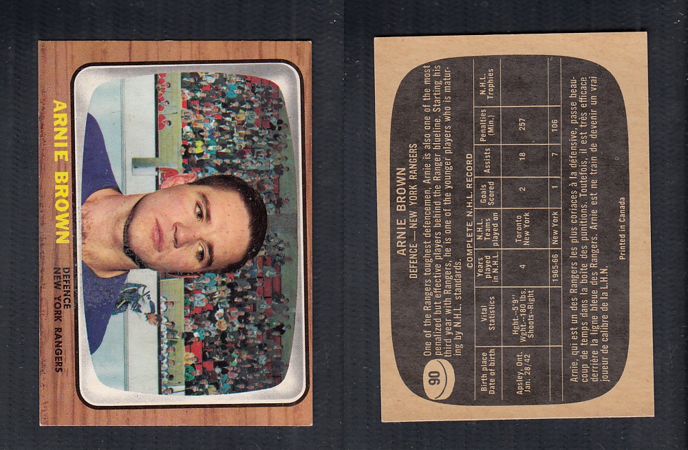 1966-67 TOPPS HOCKEY CARD #90 A. BROWN photo 1966-67 TOPPS HOCKEY CARD #90 A. BROWN photo