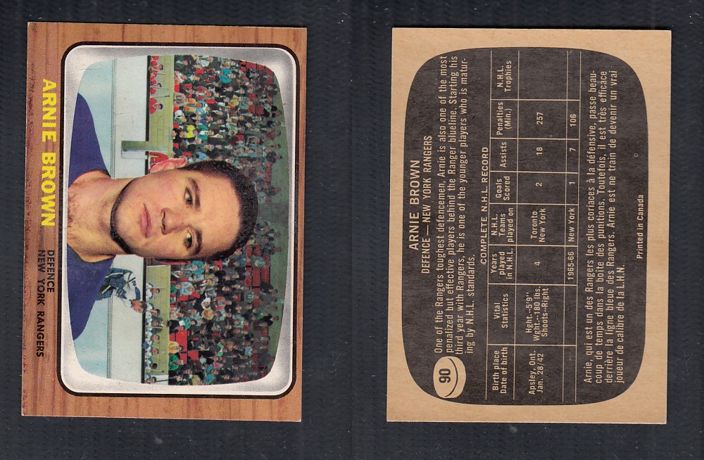 1966-67 TOPPS HOCKEY CARD #90 A. BROWN photo 1966-67 TOPPS HOCKEY CARD #90 A. BROWN photo