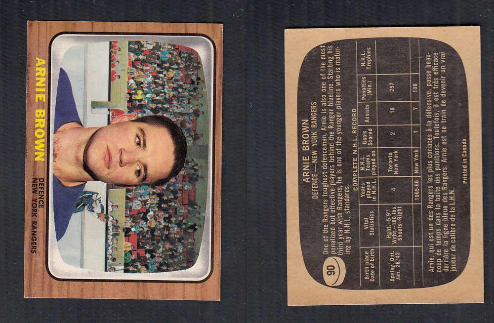 1966-67 TOPPS HOCKEY CARD #90 A. BROWN photo 1966-67 TOPPS HOCKEY CARD #90 A. BROWN photo