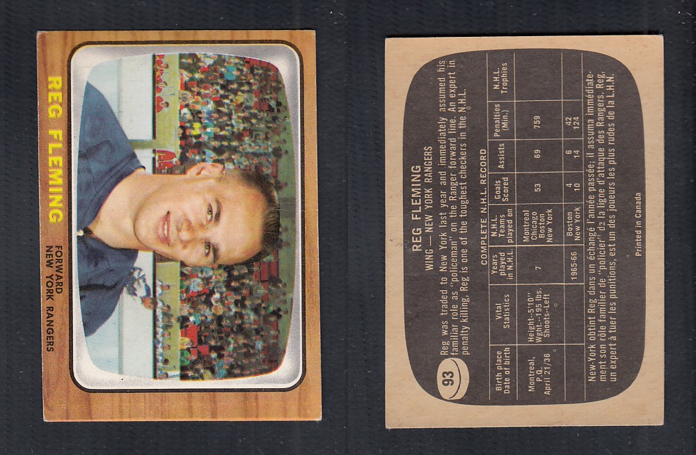 1966-67 TOPPS HOCKEY CARD #93 R. FLEMING photo 1966-67 TOPPS HOCKEY CARD #93 R. FLEMING photo