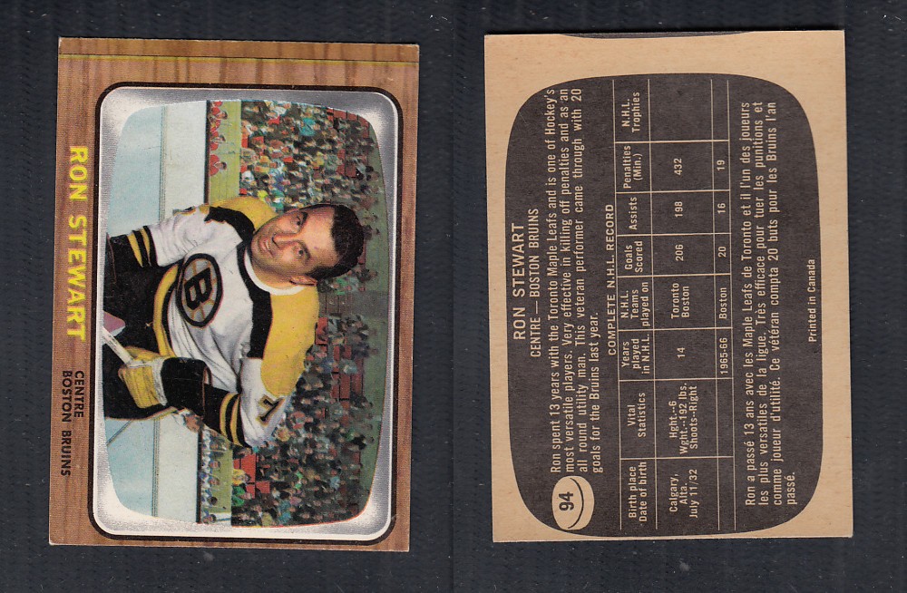 1966-67 TOPPS HOCKEY CARD #94 R. STEWART photo 1966-67 TOPPS HOCKEY CARD #94 R. STEWART photo