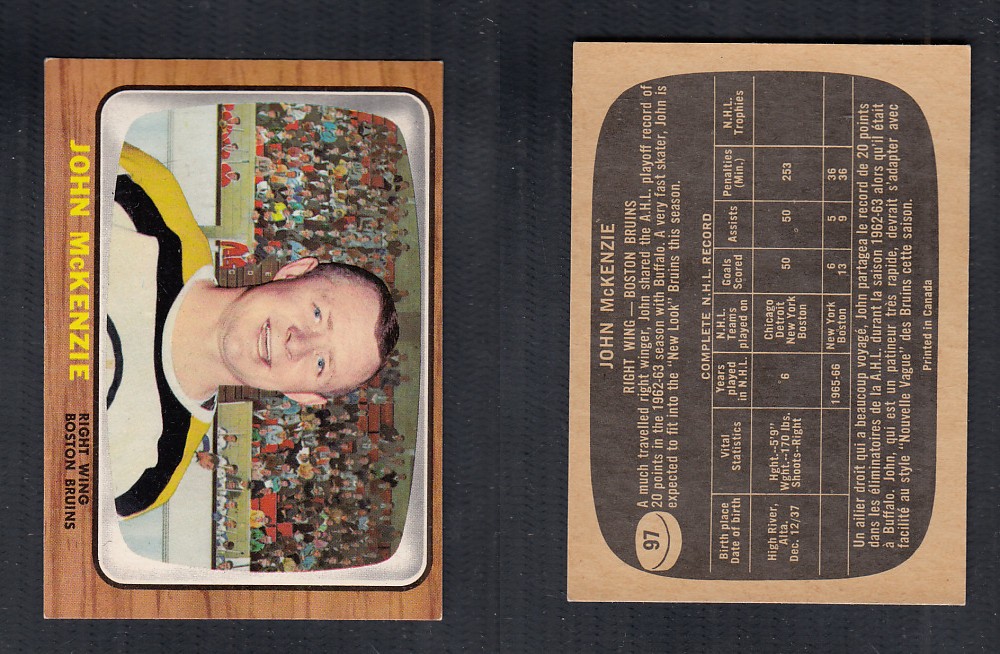 1966-67 TOPPS HOCKEY CARD #97 J. MCKENZIE photo 1966-67 TOPPS HOCKEY CARD #97 J. MCKENZIE photo