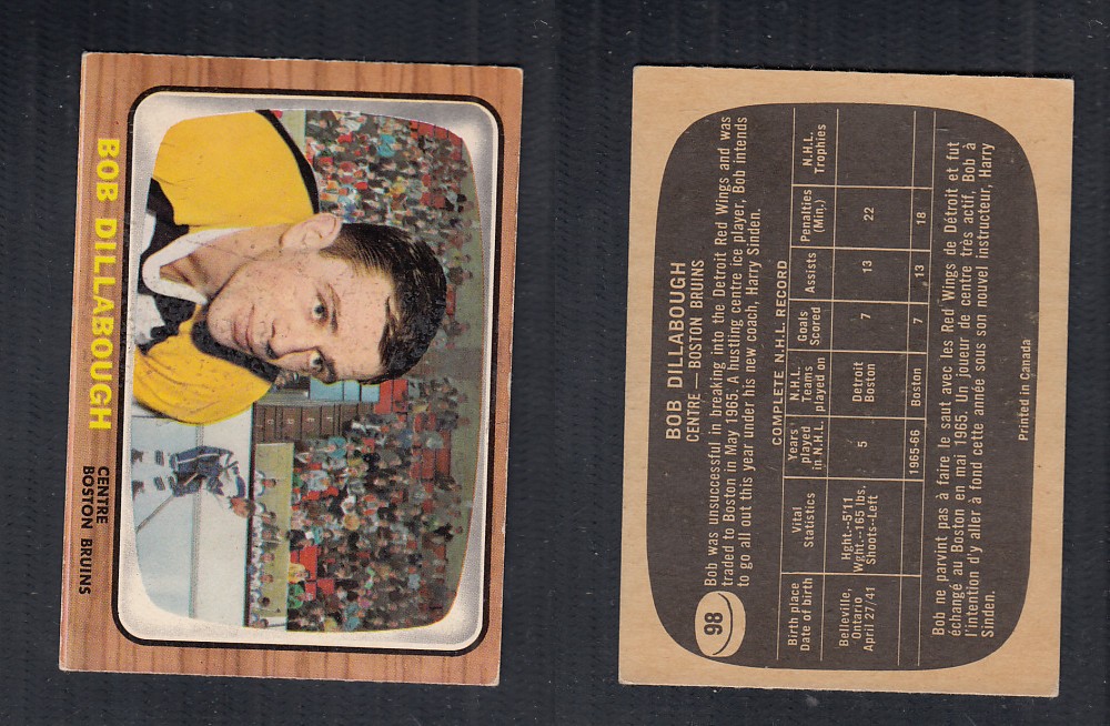 1966-67 TOPPS HOCKEY CARD #98 B. DILLABOUGH photo 1966-67 TOPPS HOCKEY CARD #98 B. DILLABOUGH photo