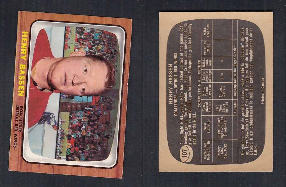 1966-67 TOPPS HOCKEY CARD #107 H. BASSEN photo 1966-67 TOPPS HOCKEY CARD #107 H. BASSEN photo