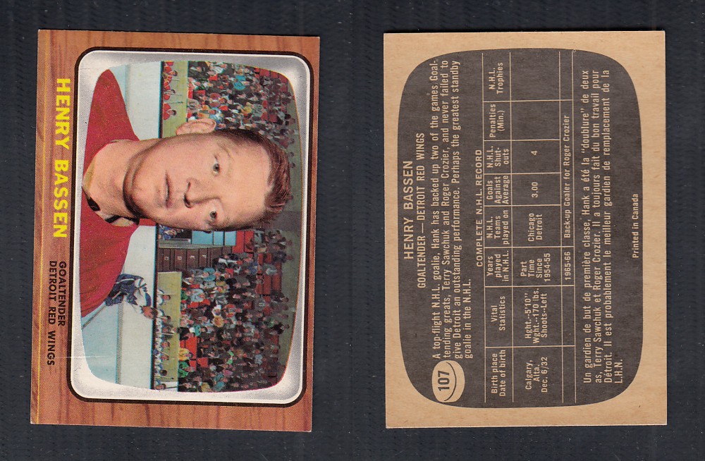 1966-67 TOPPS HOCKEY CARD #107 H. BASSEN photo 1966-67 TOPPS HOCKEY CARD #107 H. BASSEN photo