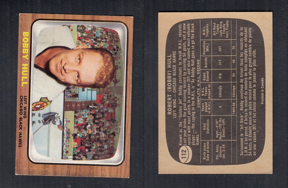 1966-67 TOPPS HOCKEY CARD #112 B. HULL photo 1966-67 TOPPS HOCKEY CARD #112 B. HULL photo