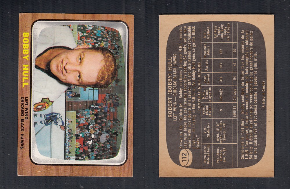 1966-67 TOPPS HOCKEY CARD #112 B. HULL photo 1966-67 TOPPS HOCKEY CARD #112 B. HULL photo