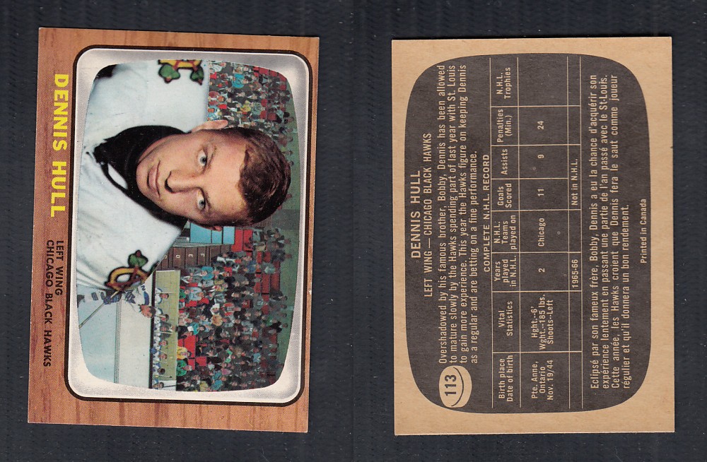 1966-67 TOPPS HOCKEY CARD #113 D. HULL photo 1966-67 TOPPS HOCKEY CARD #113 D. HULL photo