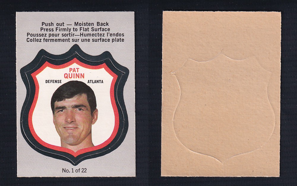 1972-73 O-PEE-CHEE PLAYER CREST #1 P. QUINN photo 1972-73 O-PEE-CHEE PLAYER CREST #1 P. QUINN photo