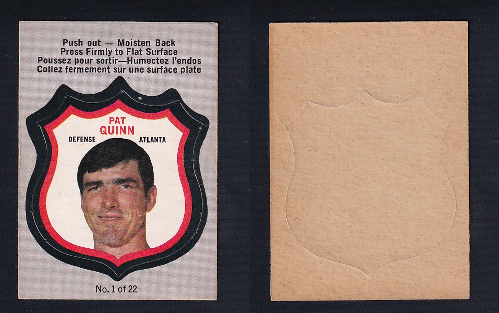 1972-73 O-PEE-CHEE PLAYER CREST #1 P. QUINN photo 1972-73 O-PEE-CHEE PLAYER CREST #1 P. QUINN photo