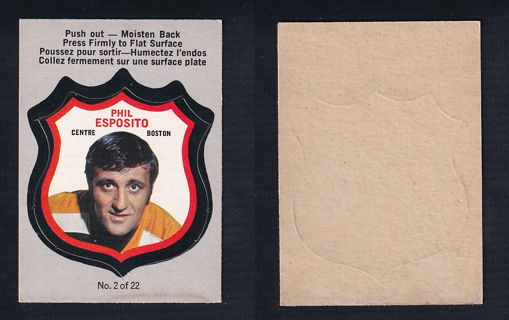 1972-73 O-PEE-CHEE PLAYER CREST #2 P. ESPOSITO photo 1972-73 O-PEE-CHEE PLAYER CREST #2 P. ESPOSITO photo