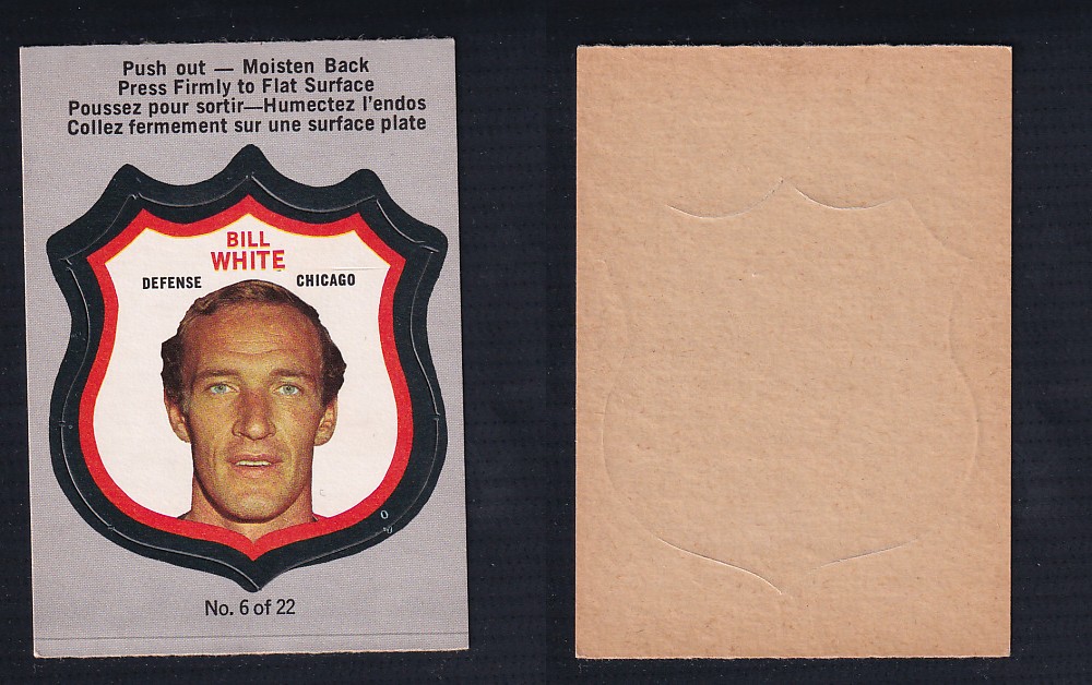 1972-73 O-PEE-CHEE PLAYER CREST #6 B. WHITE photo 1972-73 O-PEE-CHEE PLAYER CREST #6 B. WHITE photo