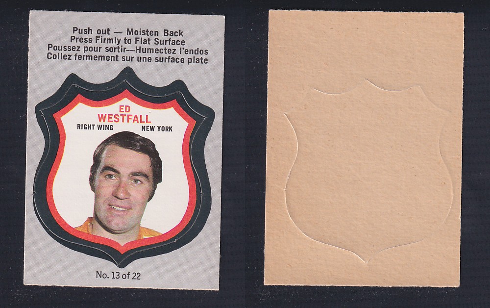 1972-73 O-PEE-CHEE PLAYER CREST #13 E. WESTFALL photo 1972-73 O-PEE-CHEE PLAYER CREST #13 E. WESTFALL photo