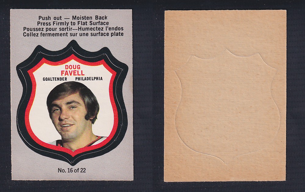 1972-73 O-PEE-CHEE PLAYER CREST #16 D. FAVELL photo 1972-73 O-PEE-CHEE PLAYER CREST #16 D. FAVELL photo