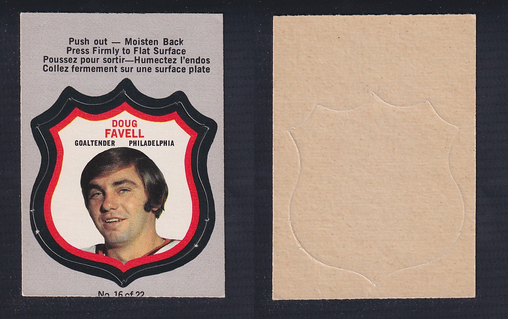 1972-73 O-PEE-CHEE PLAYER CREST #16 D. FAVELL photo 1972-73 O-PEE-CHEE PLAYER CREST #16 D. FAVELL photo