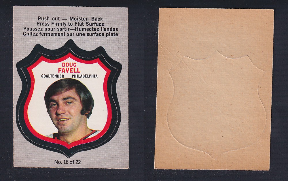 1972-73 O-PEE-CHEE PLAYER CREST #16 D. FAVELL photo 1972-73 O-PEE-CHEE PLAYER CREST #16 D. FAVELL photo