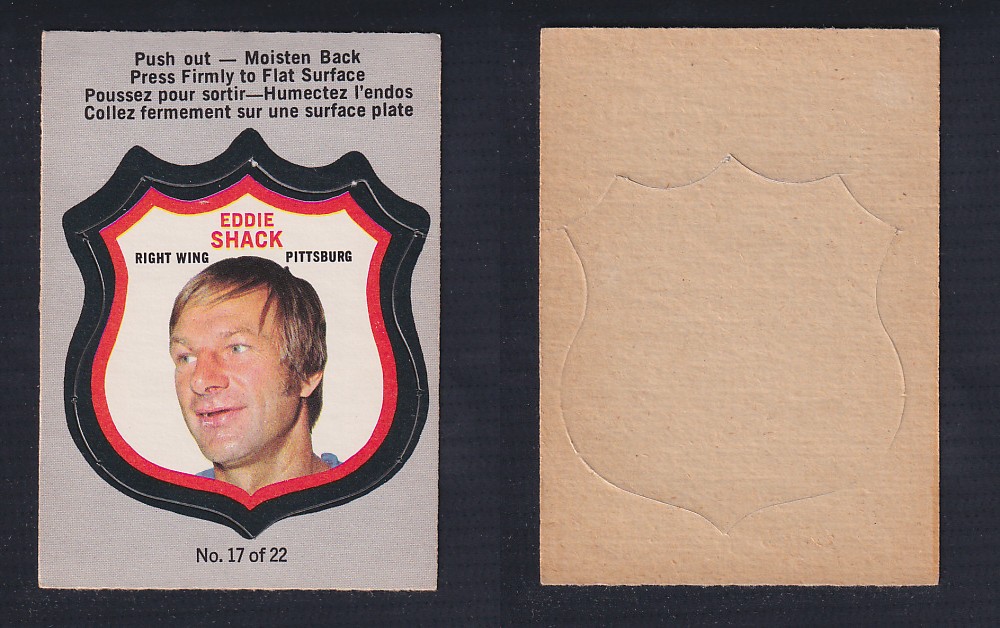 1972-73 O-PEE-CHEE PLAYER CREST #17 E. SHACK photo 1972-73 O-PEE-CHEE PLAYER CREST #17 E. SHACK photo