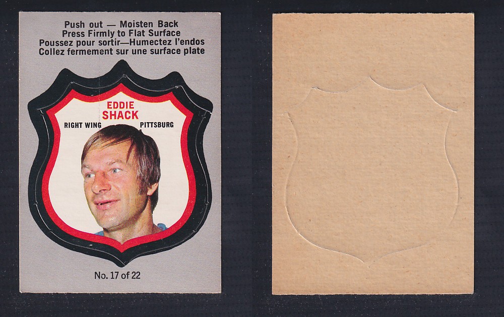 1972-73 O-PEE-CHEE PLAYER CREST #17 E. SHACK photo 1972-73 O-PEE-CHEE PLAYER CREST #17 E. SHACK photo
