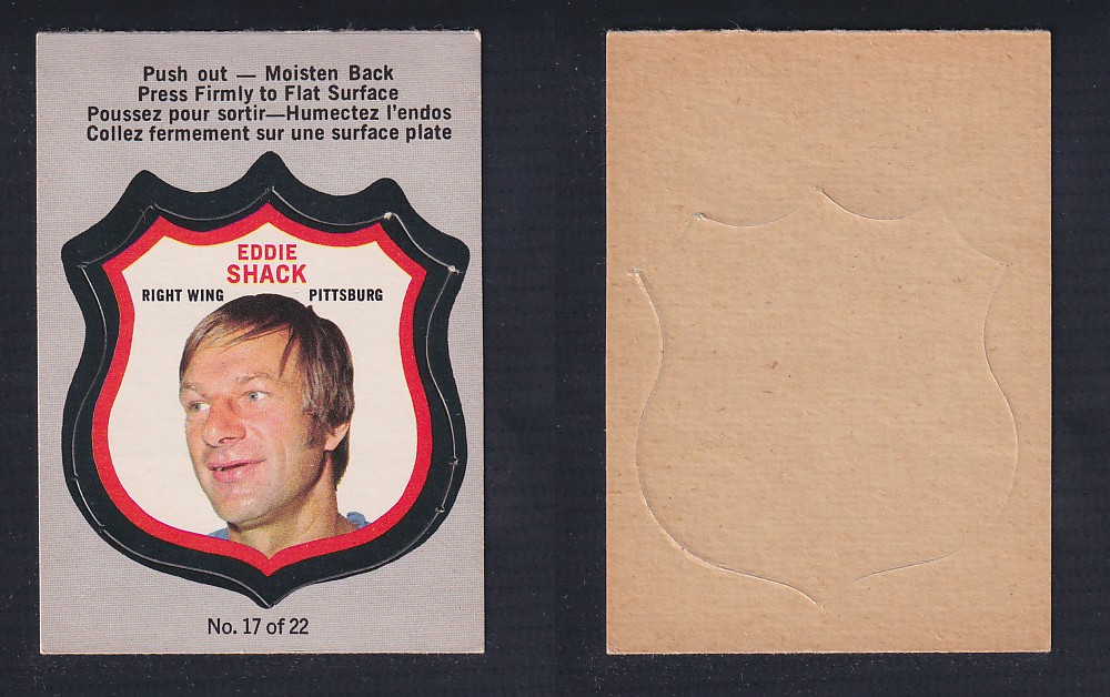 1972-73 O-PEE-CHEE PLAYER CREST #17 E. SHACK photo 1972-73 O-PEE-CHEE PLAYER CREST #17 E. SHACK photo