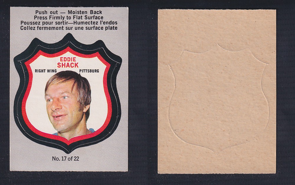 1972-73 O-PEE-CHEE PLAYER CREST #17 E. SHACK photo 1972-73 O-PEE-CHEE PLAYER CREST #17 E. SHACK photo