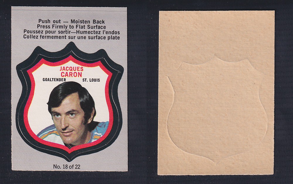 1972-73 O-PEE-CHEE PLAYER CREST #18 J. CARON photo 1972-73 O-PEE-CHEE PLAYER CREST #18 J. CARON photo