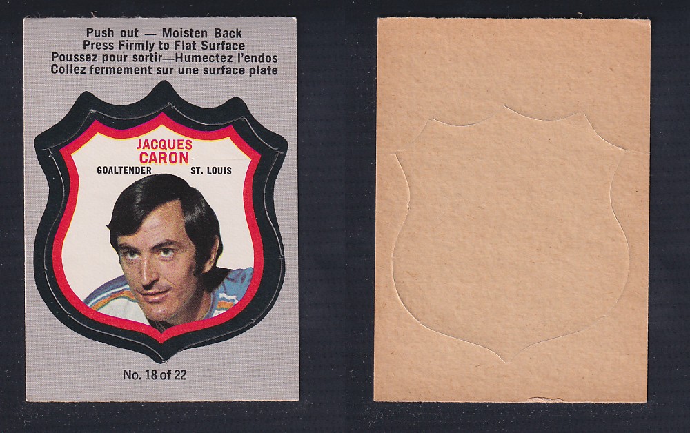 1972-73 O-PEE-CHEE PLAYER CREST #18 J. CARON photo 1972-73 O-PEE-CHEE PLAYER CREST #18 J. CARON photo