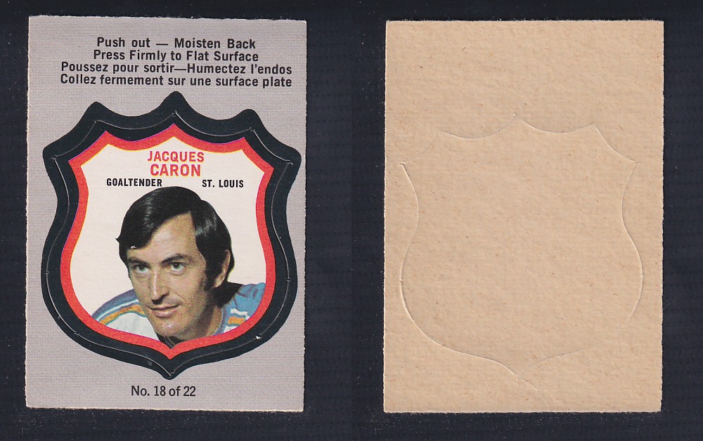 1972-73 O-PEE-CHEE PLAYER CREST #18 J. CARON photo 1972-73 O-PEE-CHEE PLAYER CREST #18 J. CARON photo