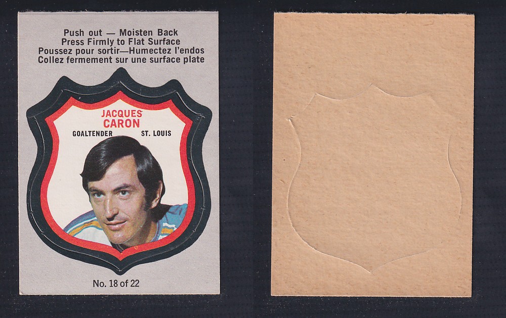 1972-73 O-PEE-CHEE PLAYER CREST #18 J. CARON photo 1972-73 O-PEE-CHEE PLAYER CREST #18 J. CARON photo