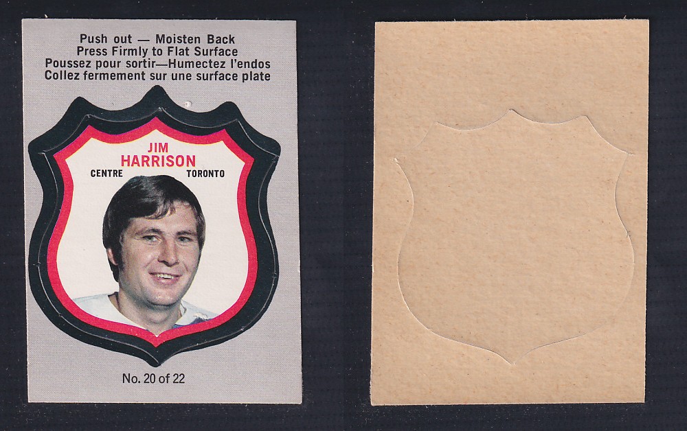 1972-73 O-PEE-CHEE PLAYER CREST #20 J. HARRISON photo 1972-73 O-PEE-CHEE PLAYER CREST #20 J. HARRISON photo