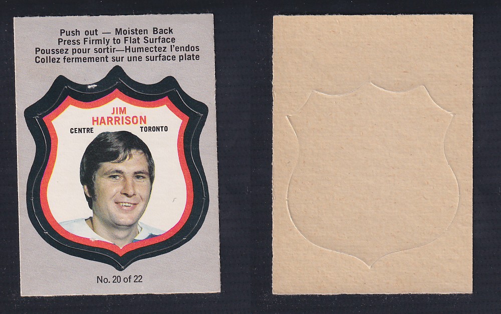 1972-73 O-PEE-CHEE PLAYER CREST #20 J. HARRISON photo 1972-73 O-PEE-CHEE PLAYER CREST #20 J. HARRISON photo