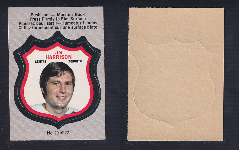 1972-73 O-PEE-CHEE PLAYER CREST #20 J. HARRISON photo 1972-73 O-PEE-CHEE PLAYER CREST #20 J. HARRISON photo