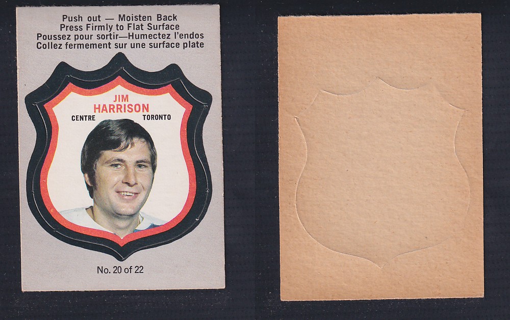 1972-73 O-PEE-CHEE PLAYER CREST #20 J. HARRISON photo 1972-73 O-PEE-CHEE PLAYER CREST #20 J. HARRISON photo