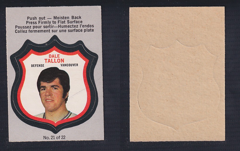1972-73 O-PEE-CHEE PLAYER CREST #21 D. TALLON photo 1972-73 O-PEE-CHEE PLAYER CREST #21 D. TALLON photo