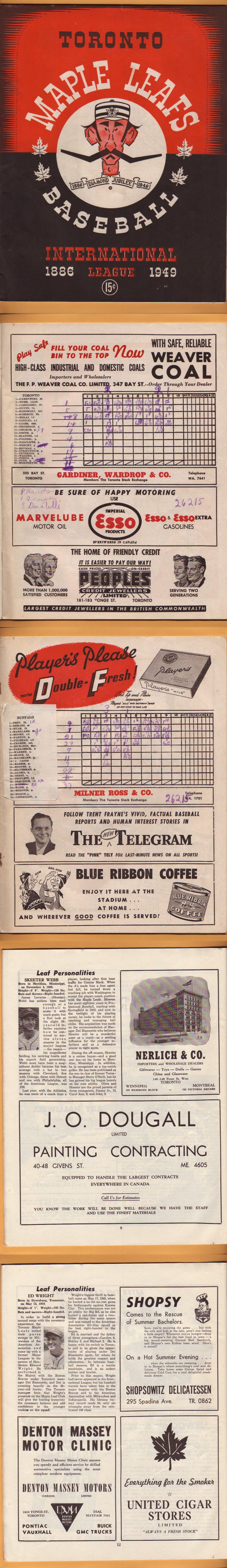 1949 TORONTO MAPLE LEAFS VS BUFFALO PROGRAM photo