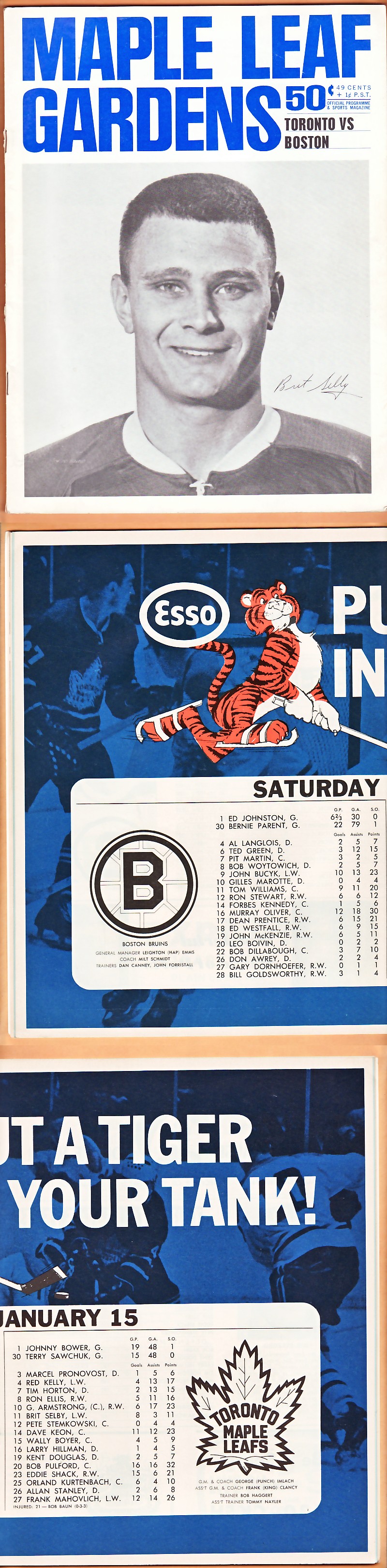 1966 TORONTO MAPLE LEAFS VS BOSTON BRUINS PROGRAM photo