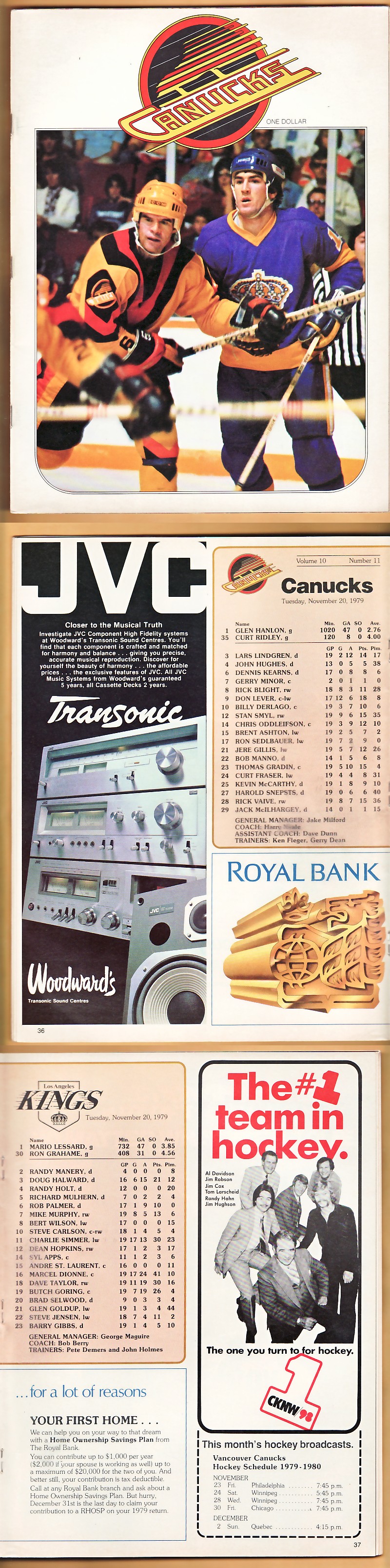 1979 VANCOUVER CANUCKS VS L.A. KINGS PROGRAM photo 1979 VANCOUVER CANUCKS VS L.A. KINGS PROGRAM photo