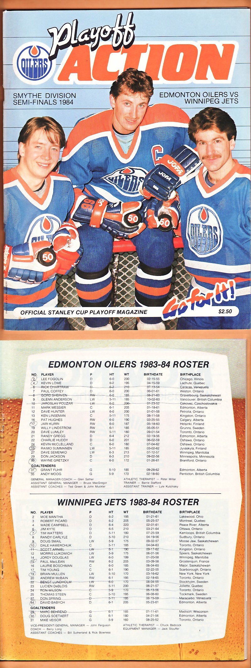 1983-84 EDMONTON OILERS VS WINNIPEG JETS PLAYOFFS PROGRAM photo 1983-84 EDMONTON OILERS VS WINNIPEG JETS PLAYOFFS PROGRAM photo